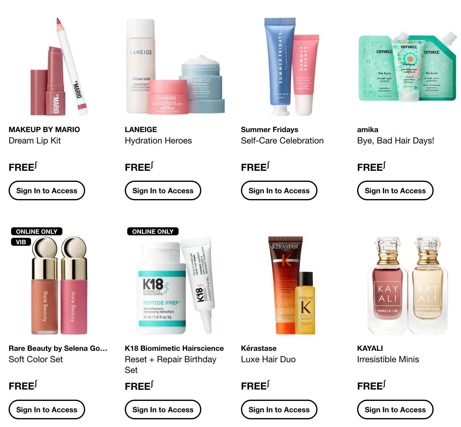 Sephora FREE beauty products birthday offer and/or products