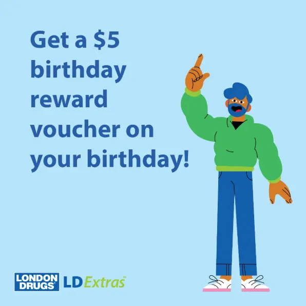 London Drugs FREE $5 voucher birthday offer and/or products