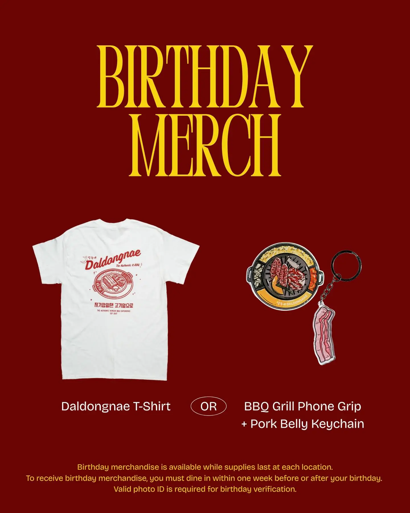 Daldongnae FREE t-shirt or phone grip plus keychain birthday offer and/or products