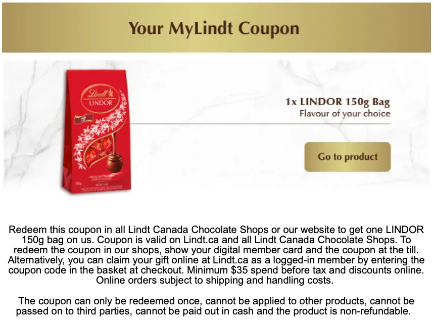 Lindt FREE chocolate birthday offer and/or products