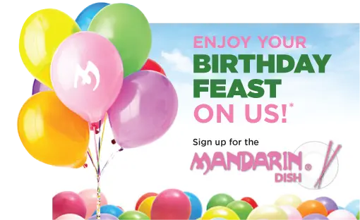 Mandarin FREE buffet birthday offer and/or products